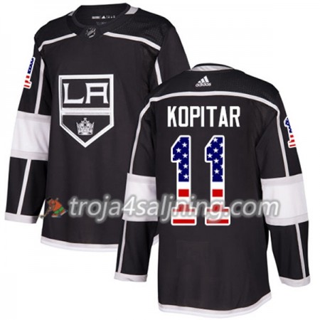 Los Angeles Kings tröja Anze Kopitar 11 Adidas 2017-2018 Svart USA Flag Fashion Authentic - NHL Tröjor Herr